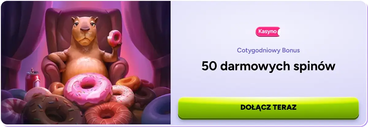 Cotygodniowy Bonus 50 darmowych spinów