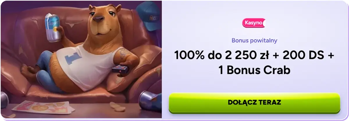 100% do 2 250 zł + 200 DS + 1 Bonus Crab
